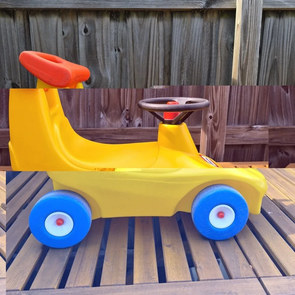 Vintage  Little Tikes yellow race car Ride On Push Toy Roadster Made In USA